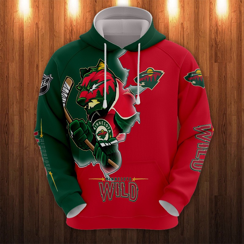 Minnesota Wild Hoodies 3D Cartoon Graphic Sweatshirt For Fan