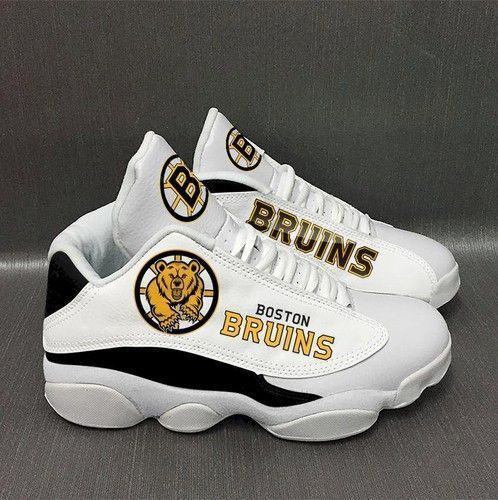 Boston Bruins Logo On White Air Jordan 13 Printing Shoes Sneaker