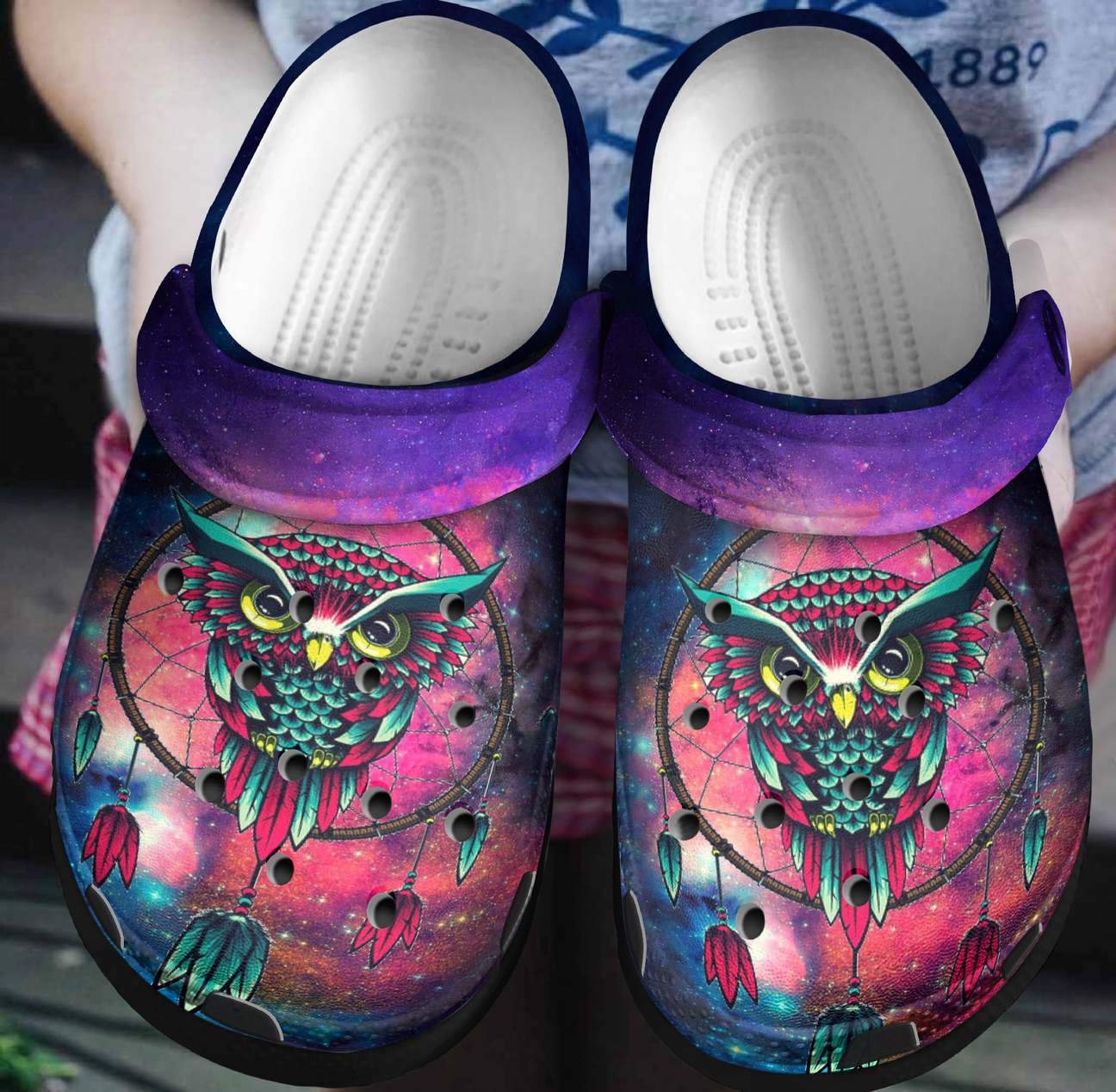 Owl Personalized Clog, Custom Name, Text, Color, Number Fashion Style For Women, Men, Kid, Print 3D Galaxy Owl