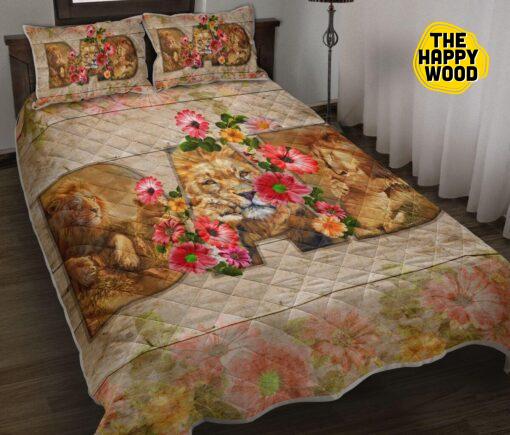 Lion Dad Awesome Flower Quilt Bed Set And Pillow Covers