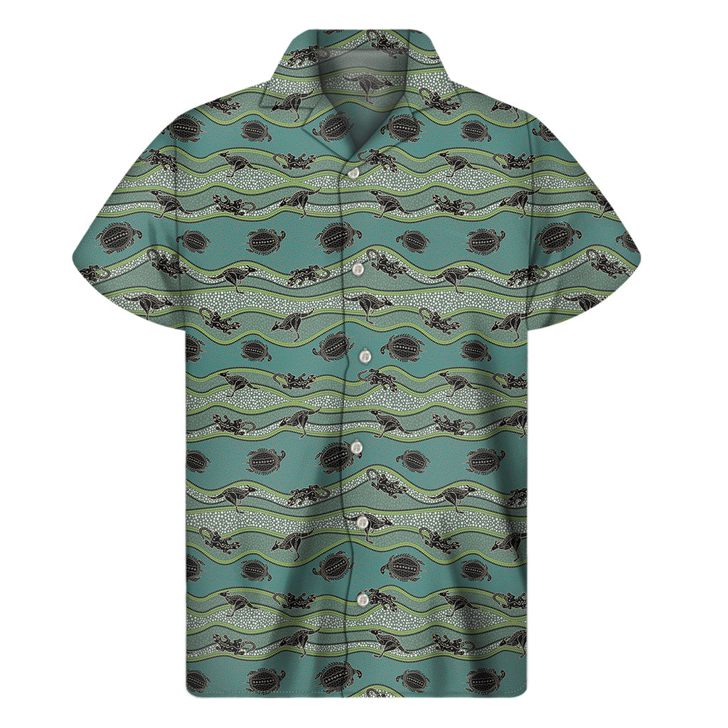 Aboriginal Animals Pattern Print Men’S Short Sleeve Shirt