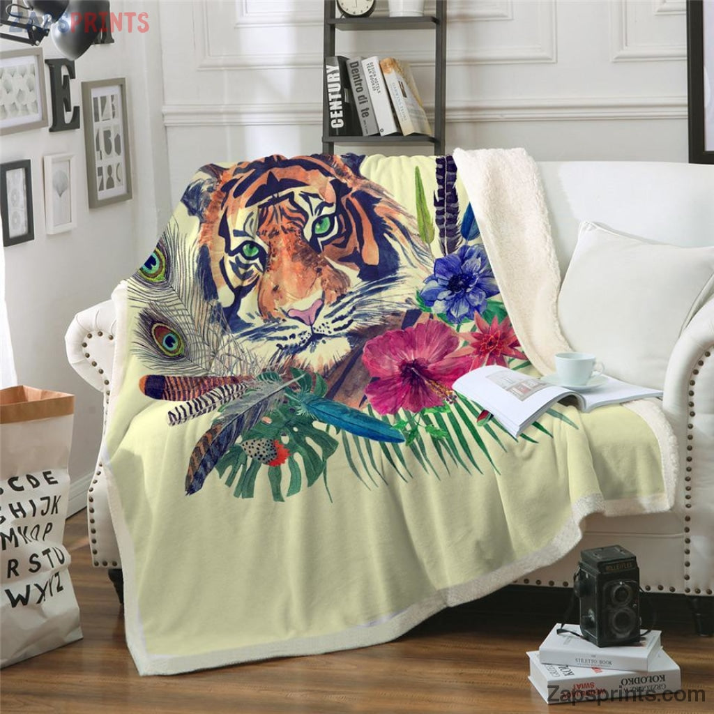 Tiger Themed Sherpa Fleece Blanket