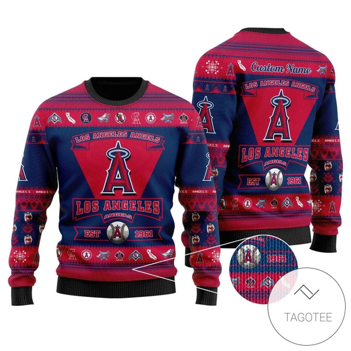 Los Angeles Angels Custom Name Gift For Fan Ugly Wool Sweater Christmas V1