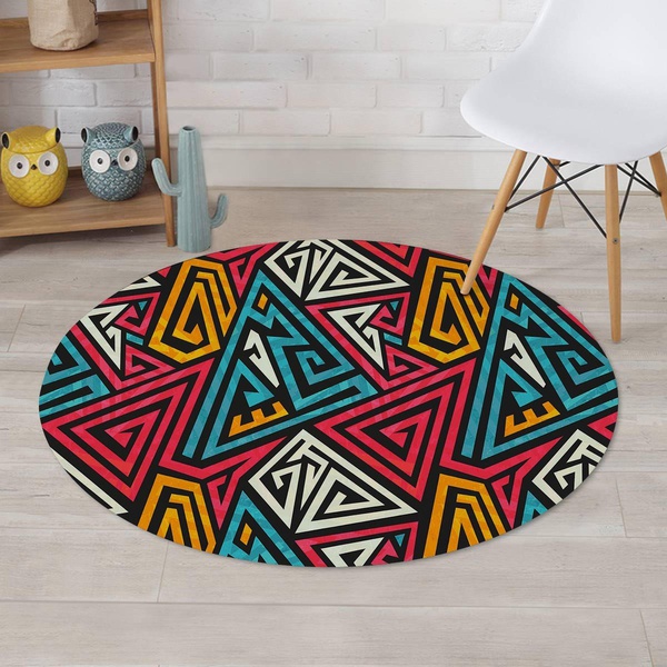 Graffiti Geometric Seamless Pattern Round Rug