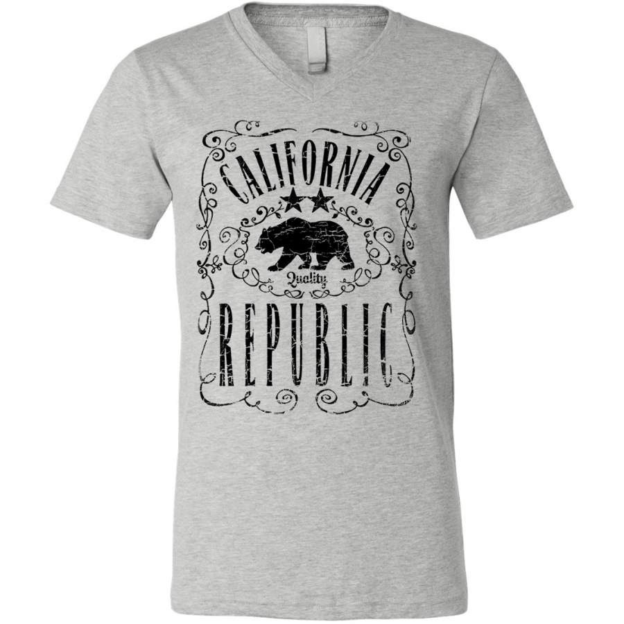 California Republic JD Whiskey Black Print Asst Colors V-Neck