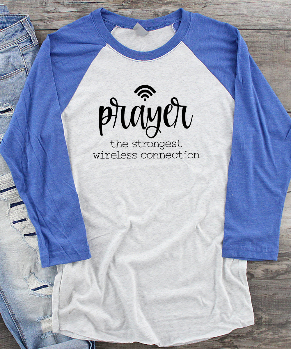 The Strongest Wireless Connection Raglan Baseball Tee