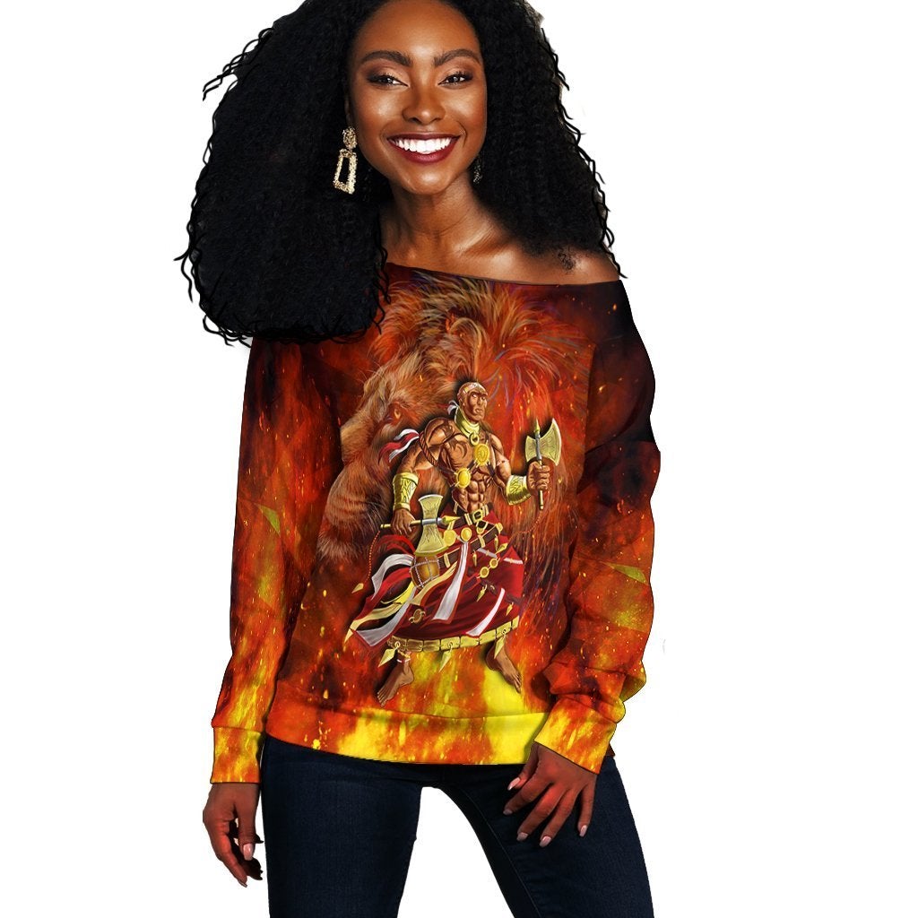 Wonder Print Shop Orisha Sweater – Shango Lion Off Shoulder – Hannah Style