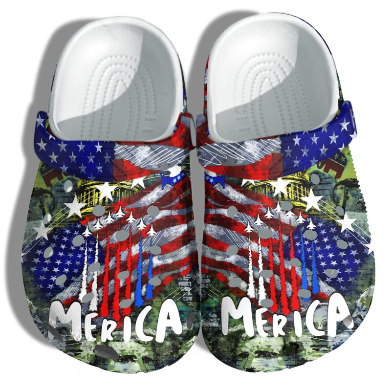 Camo Military Aircraft 4Th Of July Shoes Gift Women – Merica Veterans Planes Star America Flag Shoes Birthday Gift