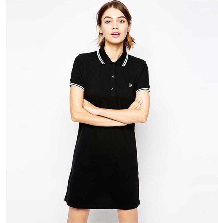 WOMEN’S WHEAT EAR FP DRESS CRESCENT EMBROIDERED MID-LENGTH SLIM AND THIN TEMPERAMENT SHORT-SLEEVED POLO SKIRT A-LINE SKIRT alx