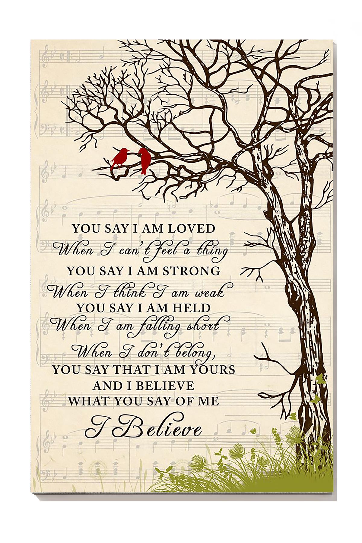 You Say Lyrics Vintage Tree Wall Art For Christian Lauren Daigle Fan Home Decor Red Bird Wrapped Canvas