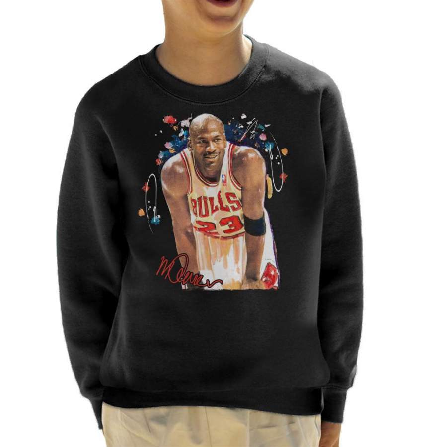 Sidney Maurer Original Portrait Of Michael Jordan Chicago Bulls Arm Band Kid’s Sweatshirt