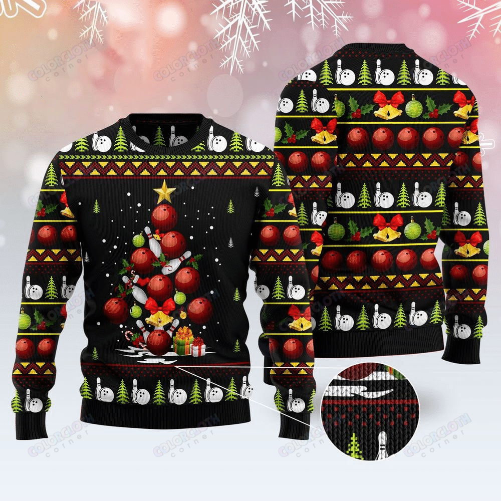 Bowling Christmas Tree Ugly Christmas Sweater Tv056906