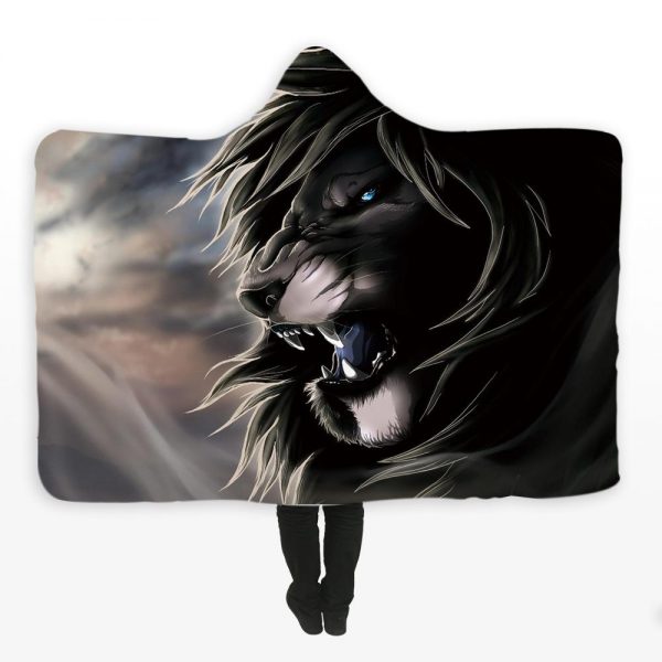 Animal Hooded Blankets – Animal Series Anger Lion Super Cool Fleece Hooded Blanket