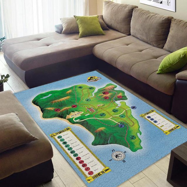 Jurassic Park Map Area Rug