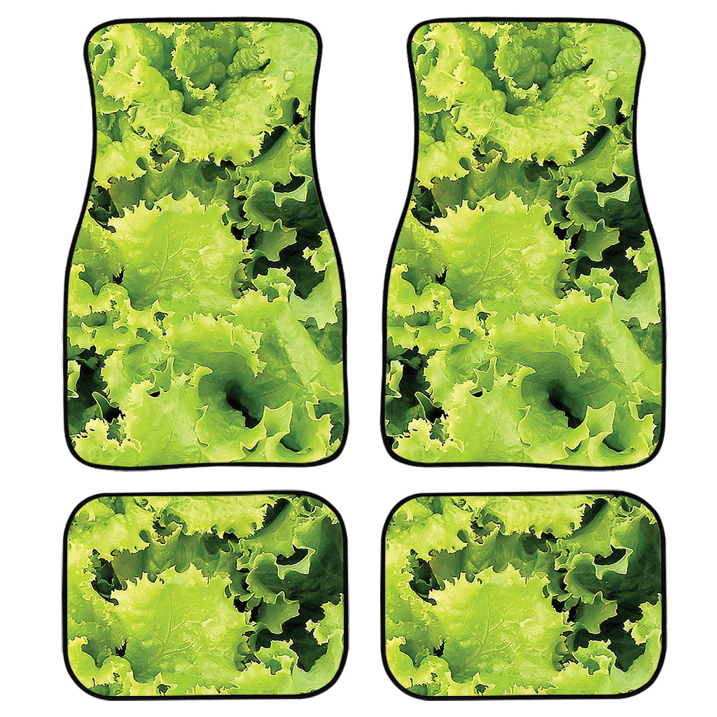 Green Lettuce Salad Print Front And Back Car Floor Mats, Front Car Mat