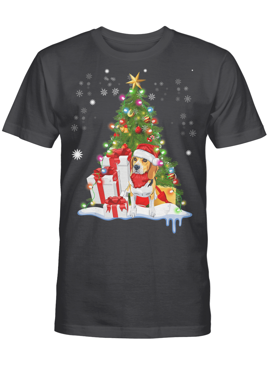 AmazeStyleZ Santa’s Reindeer, Ugly Christmas Sweater, Christmas Gift Ideas, Beagle Dog Christmas Tree T-Shirt