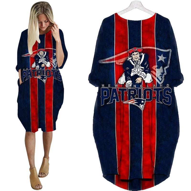 Patriots- All Over Printed Batwing Pocket Dress-L00901