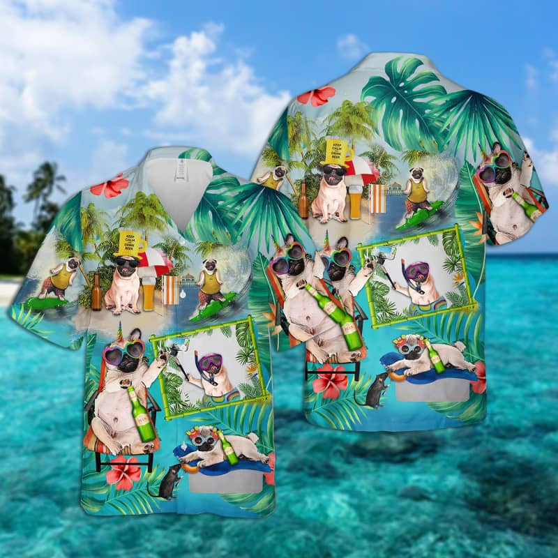 Felacia Pug Surfing Hawaii Shirt Ha75682