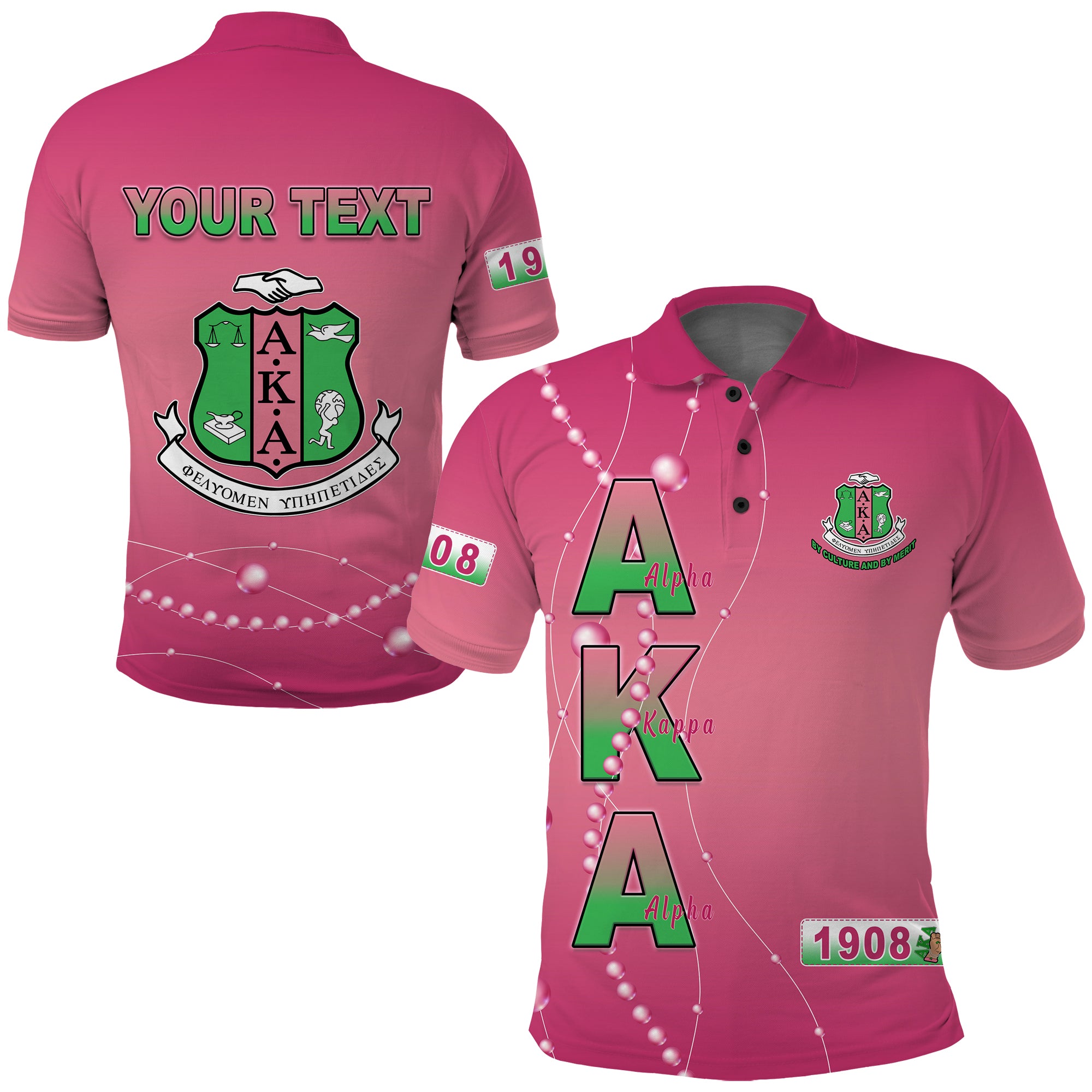 (Custom Personalised) Alpha Kappa Alpha Polo Shirt Pretty Girls With Pearl Lt13