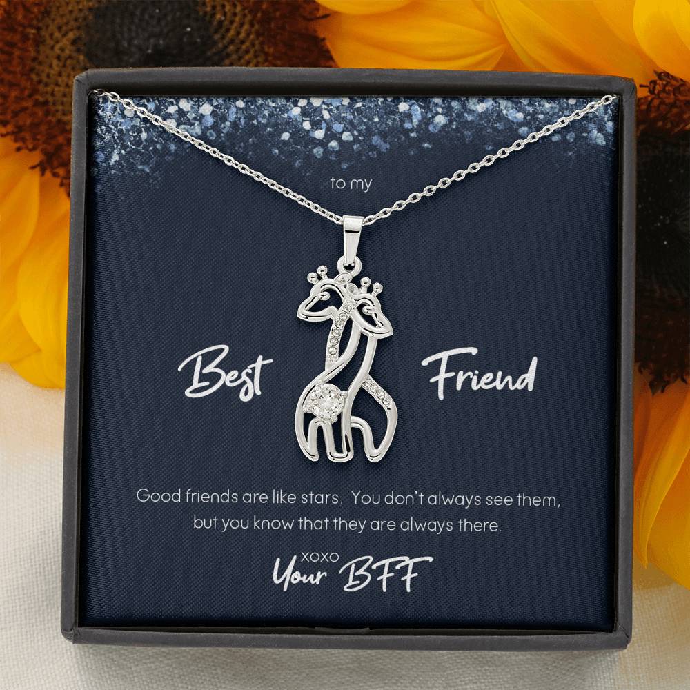 Best Friend Are Like Stars Giraffe Necklace