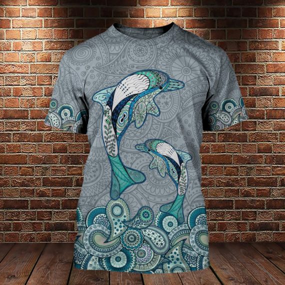 Cute Dolphin Mandala Ocean Animal 3D All Over For Dolphin Lovers Us Unisex Size Shirt