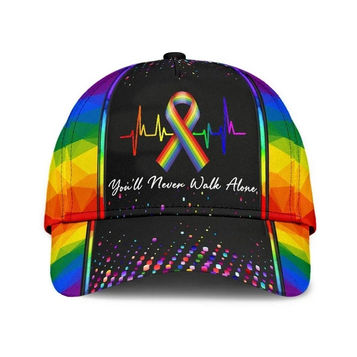 Pride Cap For Gay Friend, Gift For Lesbian Friends, Lgbt Printing Baseball Cap Hat You’Ll Never Walk Alone