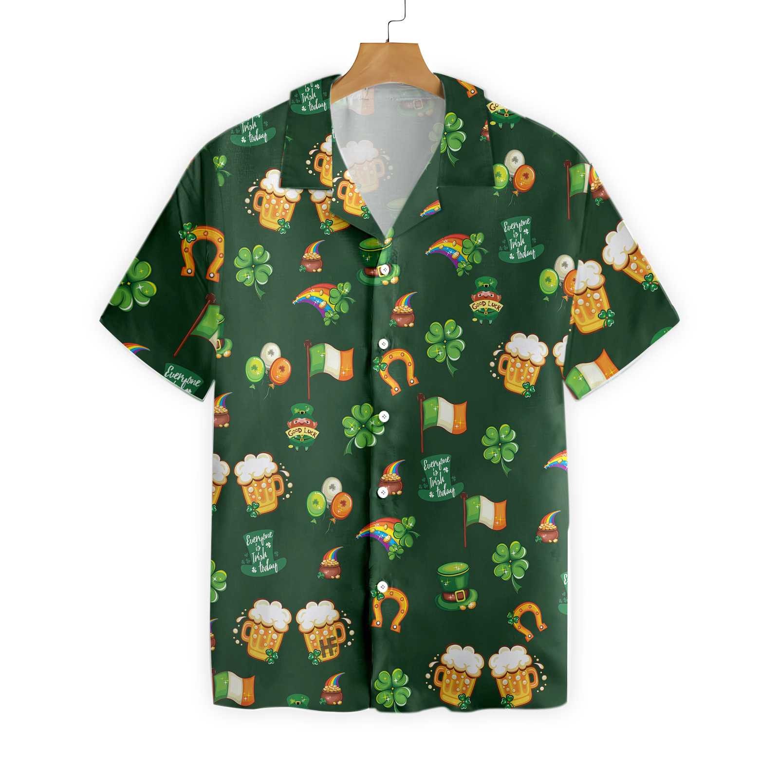 St Day Symbol Seamless Pattern Hawaii Button Up Shirt For Men Ha80862