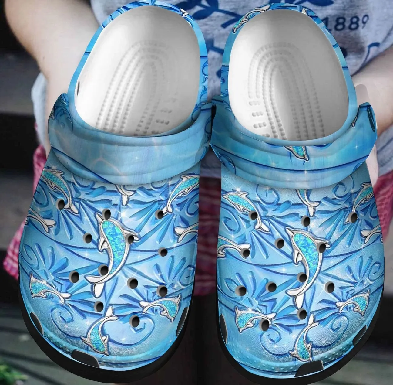 Blue Dolphin Personalized Clog Custom Crocs Comfortablefashion Style Comfortable For Women Men Kid Print 3D