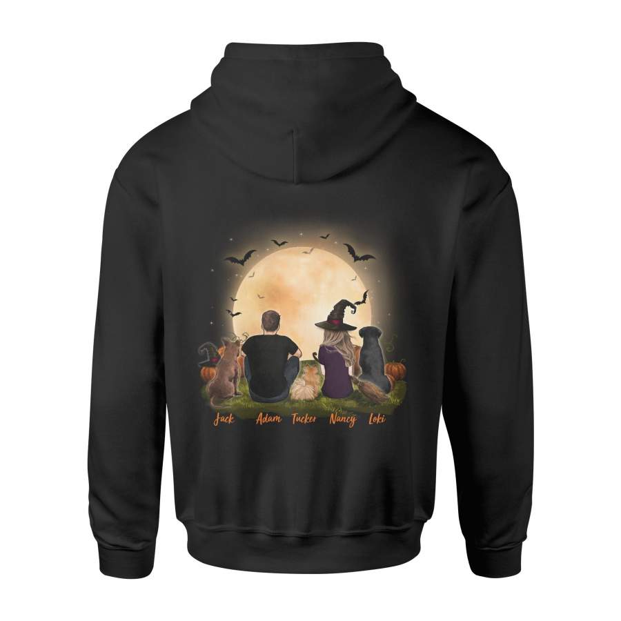 [ BACK SIDE ] Personalized custom dog & couple hoodie Halloween gift for dog mom dad lover owner – 2398