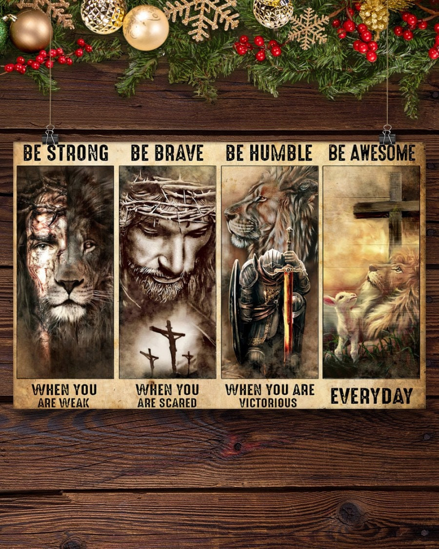 & Canvas | Jesus Lion Warrior Be Strong Be Brave Be Humble Be Awesome Everyday, Home Decor Canvas, Wall Art