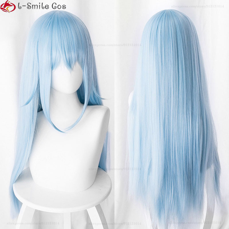 Anime That Time I Got Reincarnated as a Slime Rimuru Tempest Cosplay Wig 70cm Light Blue Heat Resistant Fiber Hair Party Wigs alx