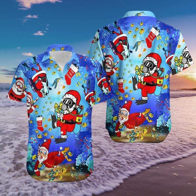 Hawaii Aloha Shirts Christmas Santa Claus Dives Ha31146