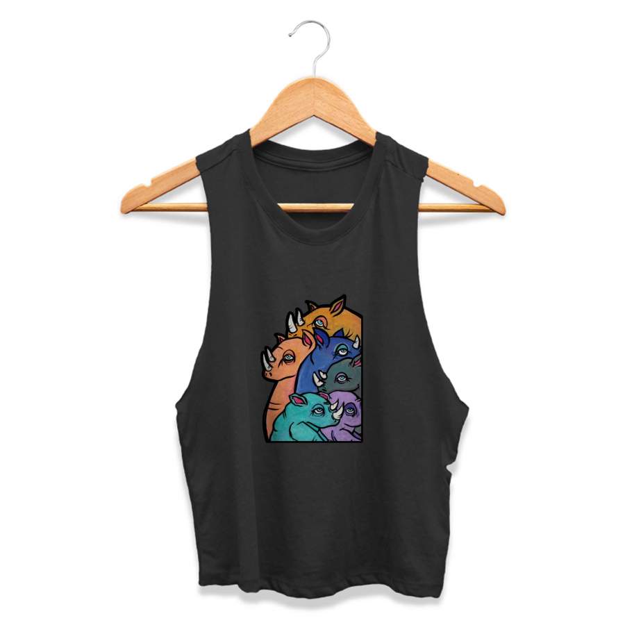 Rhino Animal Lover Gift Ethical CPY Womans Crop Tanktop Tee