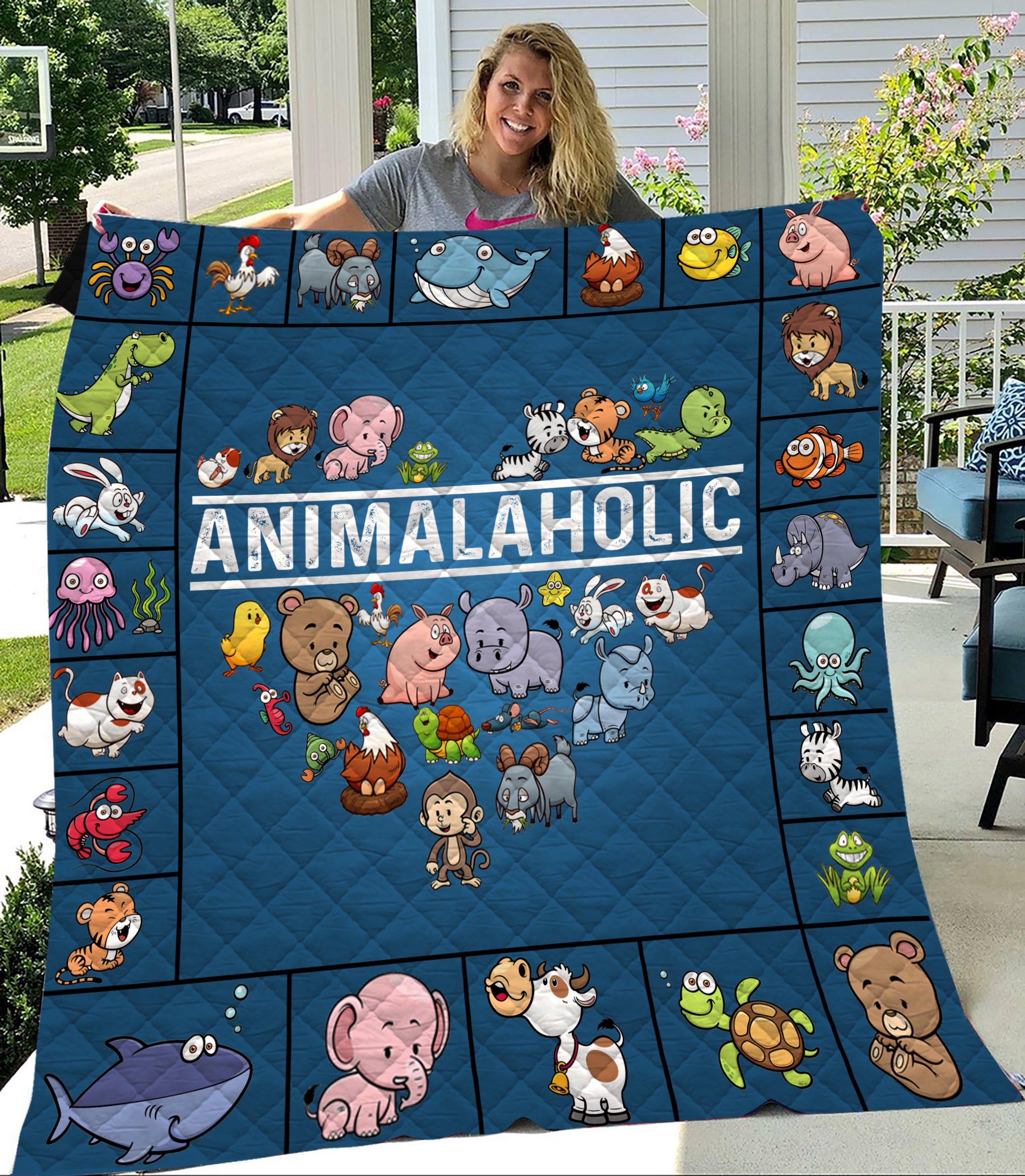 Vegan Animal Aholic Quilt Blanket