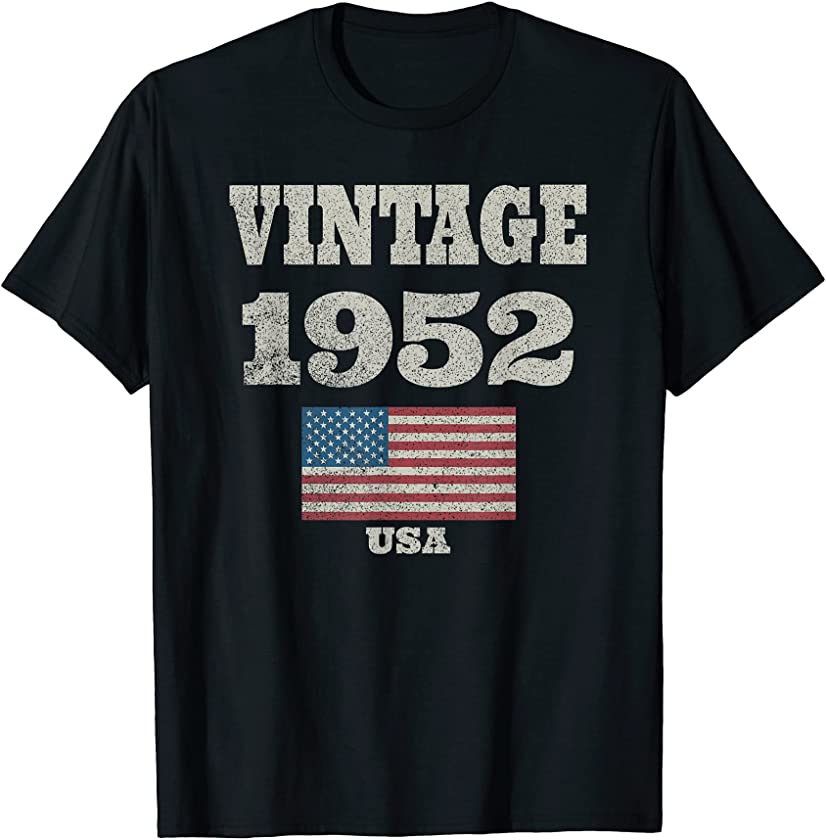 69th Birthday Gift Vintage 1952 American USA Flag T-Shirt