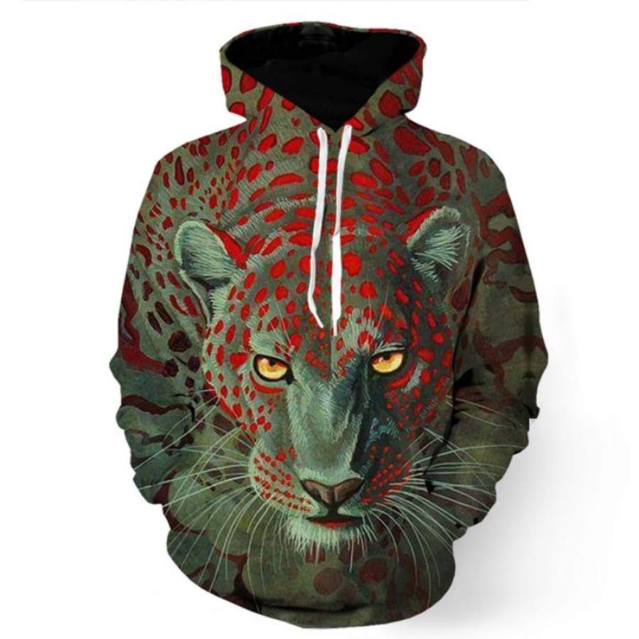 Brave Leopard in Green Sweatshirt/Hoodie