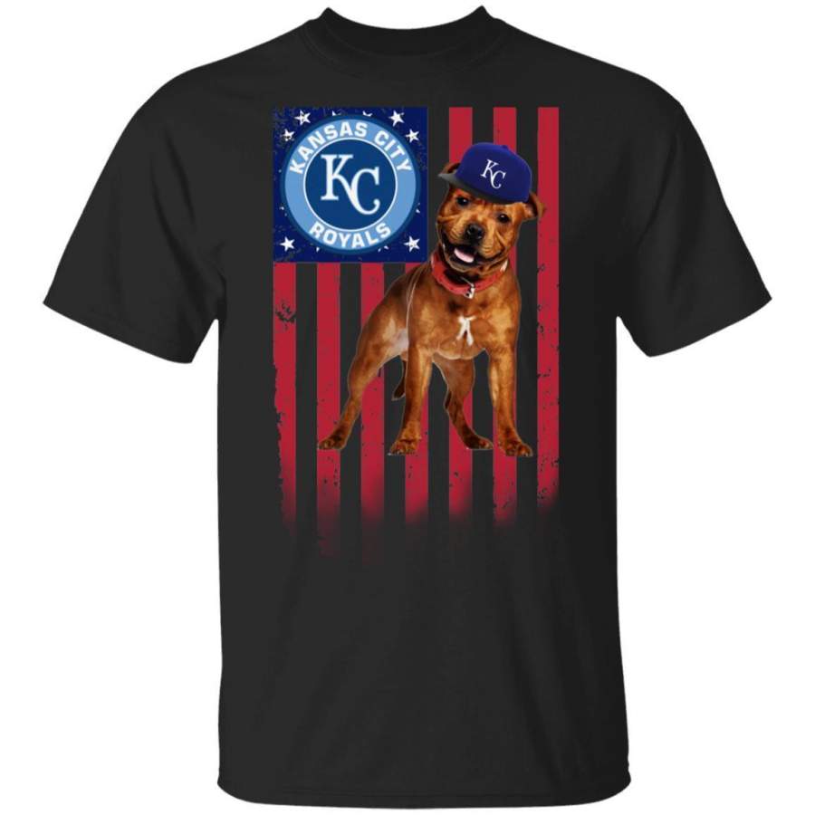 Kansas City Royals Pit Bull USA Flag Dog T-Shirt Men Women Fan Gift HT209