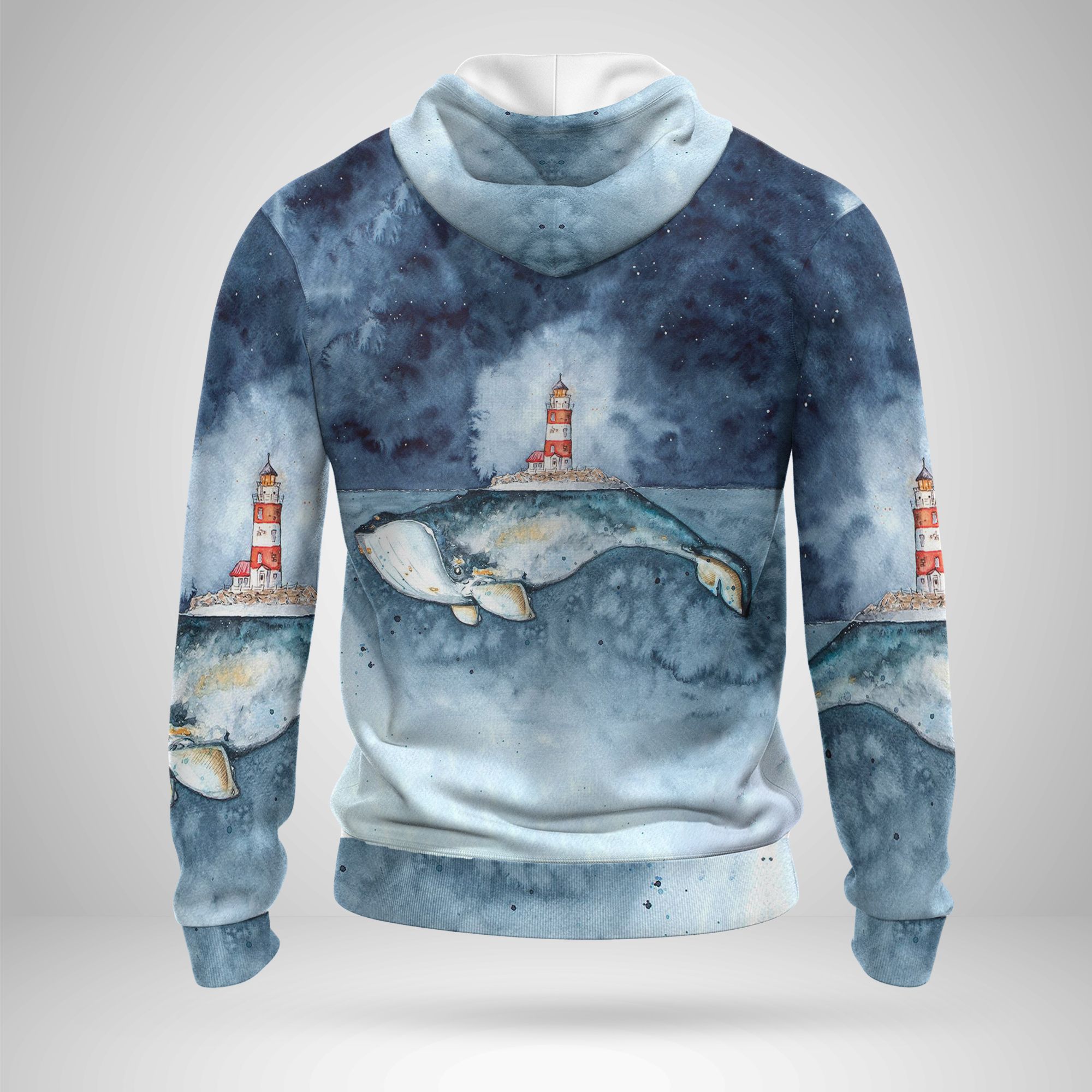 Lighthouse And Whale Zip Hoodie – TMHZH0003