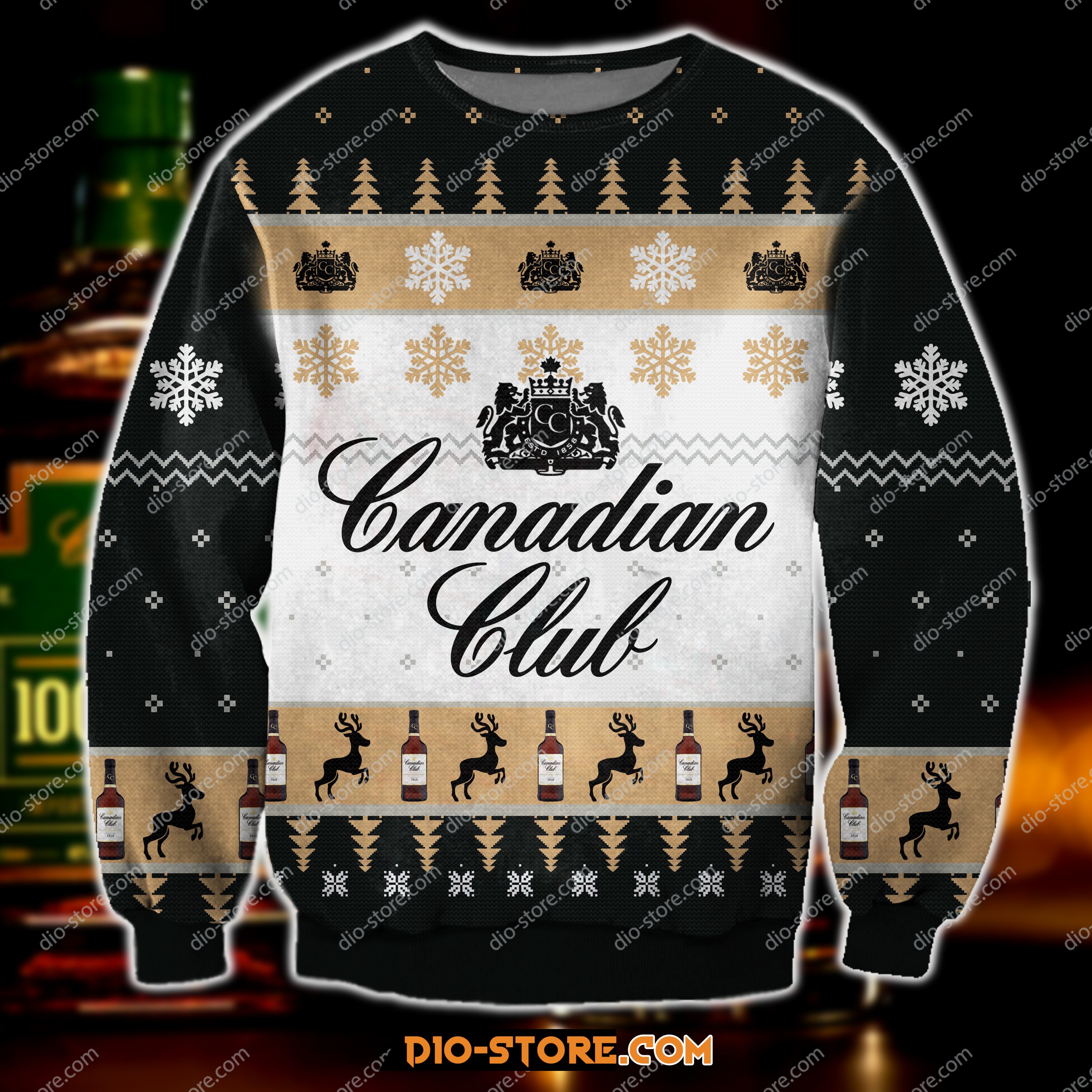 Canadian Club Knitting Pattern 3D Print Ugly Sweater Hoodie All Over Printed Cint10389