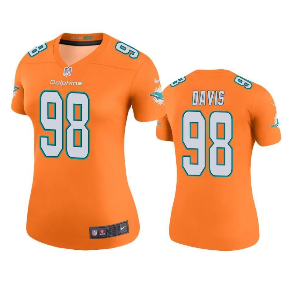 Miami Dolphins Raekwon Davis Orange Color Rush Legend 3D Jersey