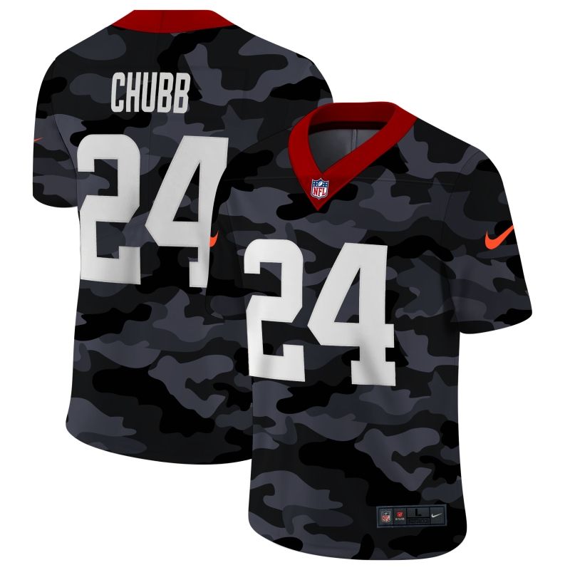 Cleveland Browns Nick Chubb #24 NFL 2020 Camo Black Jersey