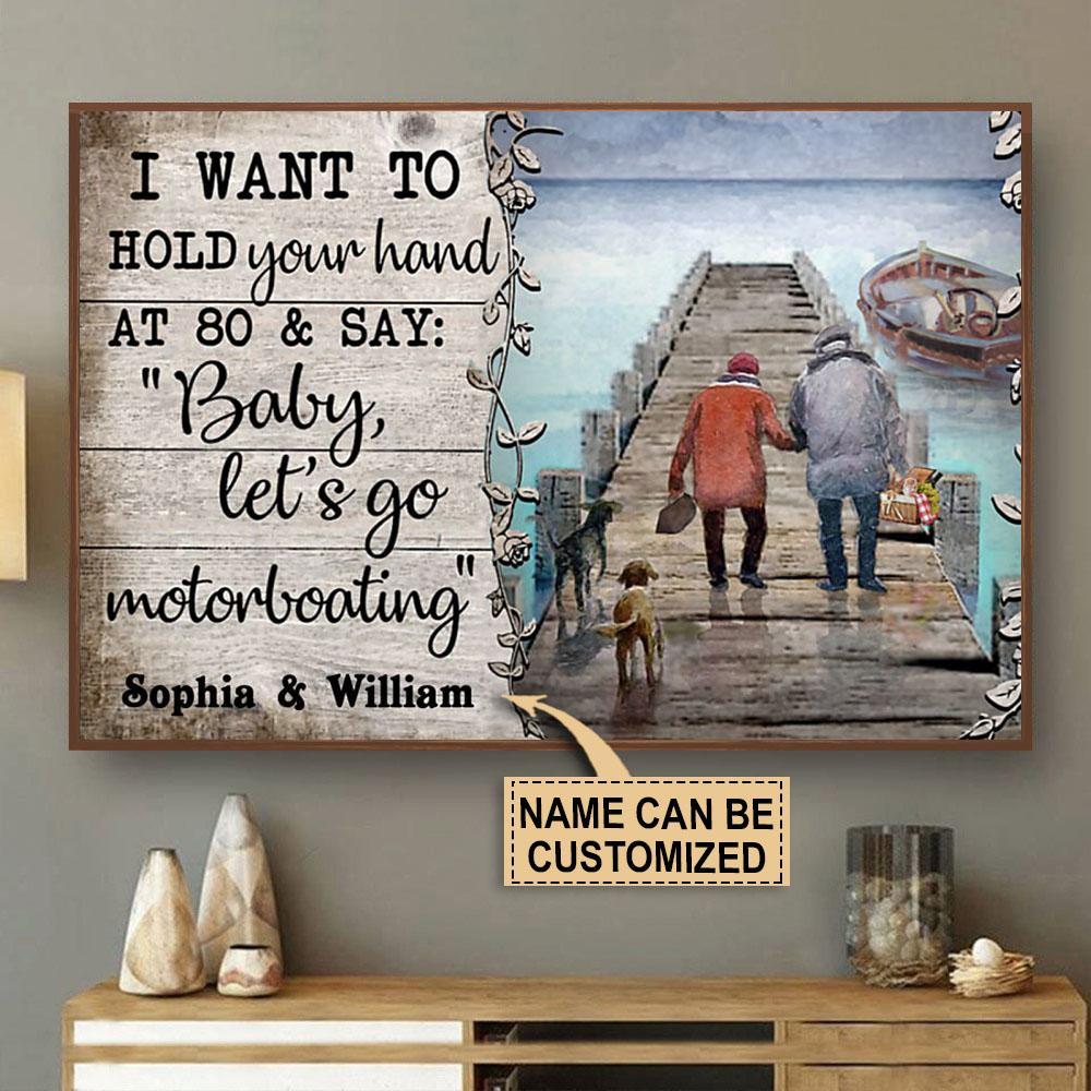 Aeticon Gifts Personalized Motorboat I Want To Hold Your Hand Canvas Mom Dad Gift Home Decor