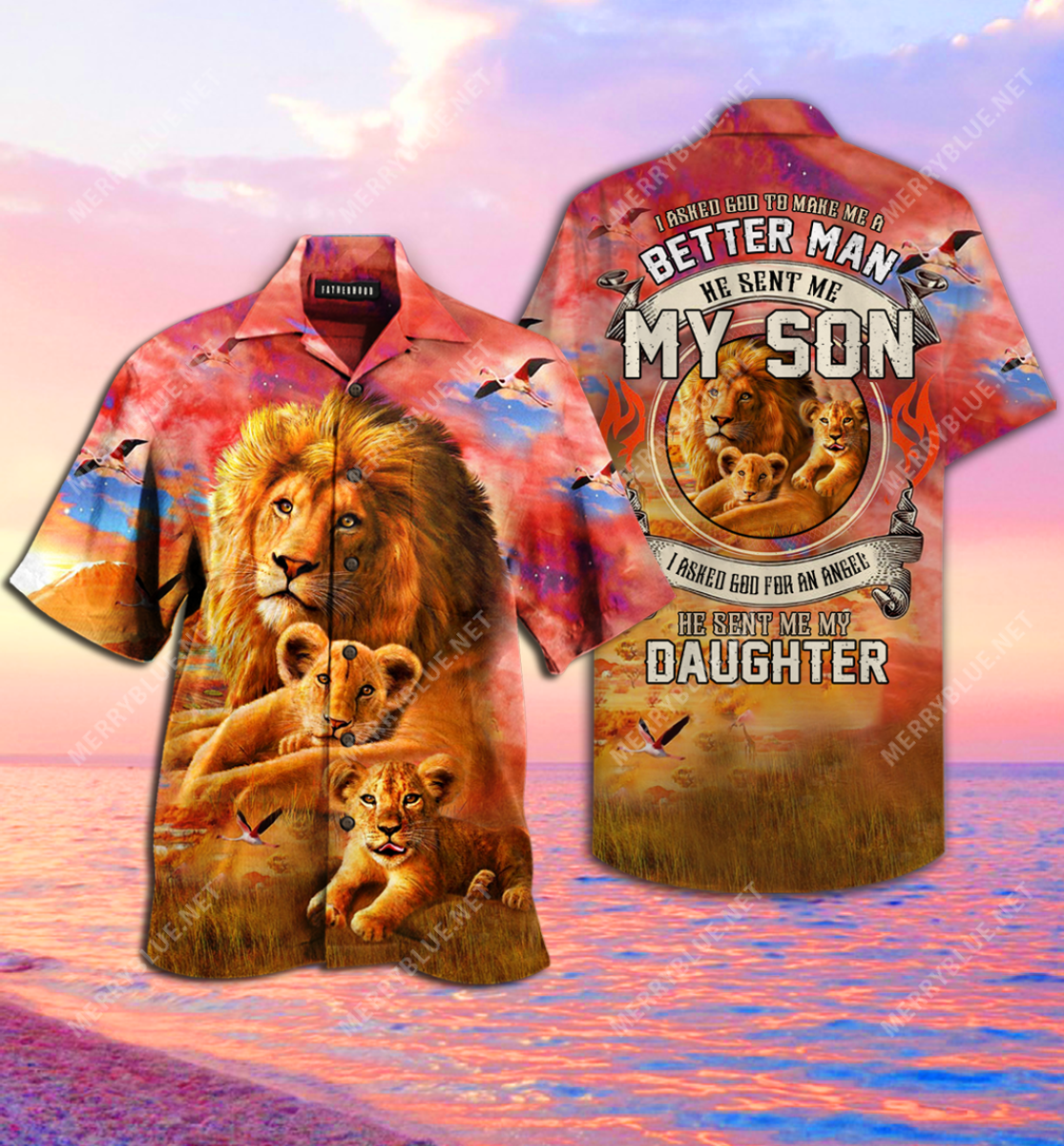 I Asked God To Make Me A Better Man Lion Hawaiian Shirt Ha59190