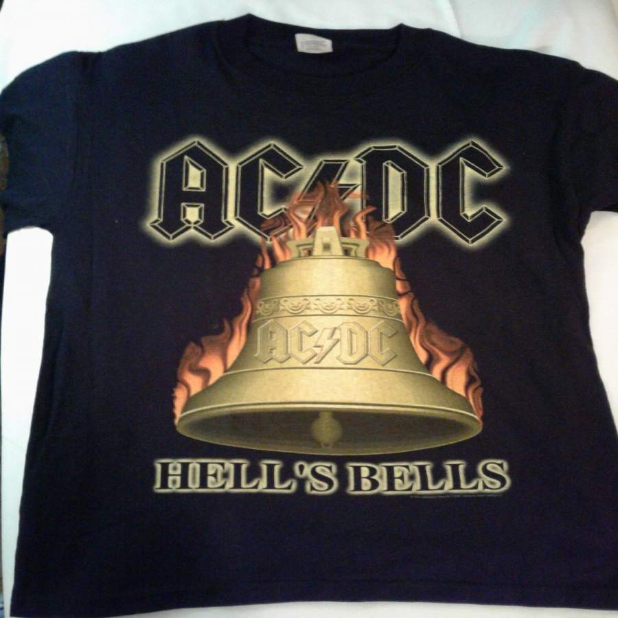 ACDC AC/DC T-SHIRT HELLS BELLS WORLD TOUR 2000 2001 VINTAGE , MEDIUM