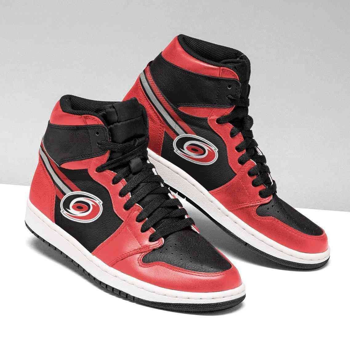 Carolina Hurricanes Red And Black Background Air Jordan 1 High Printing Shoes Sneaker