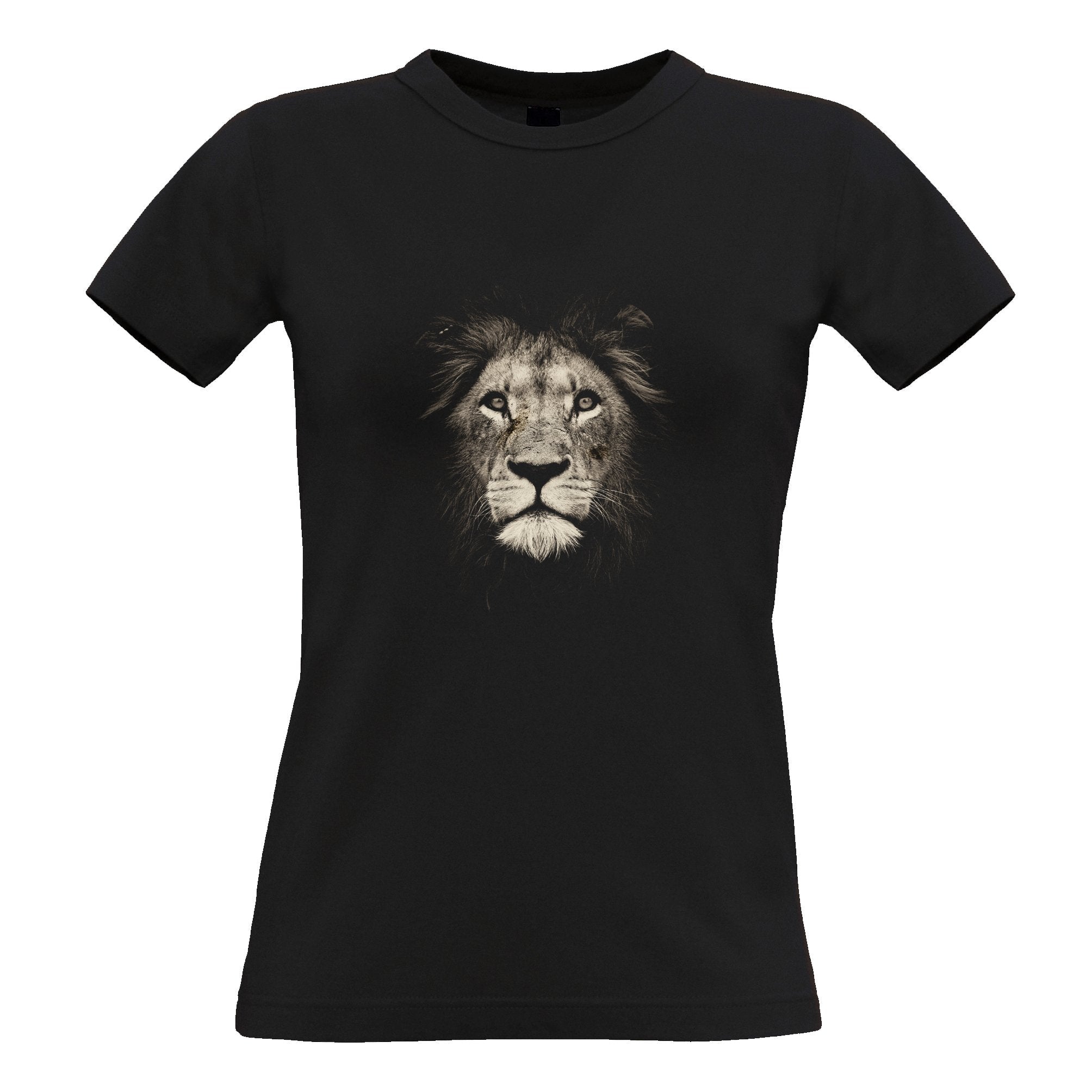 Stylish Animal Womens TShirt Photographic Lion Face Design