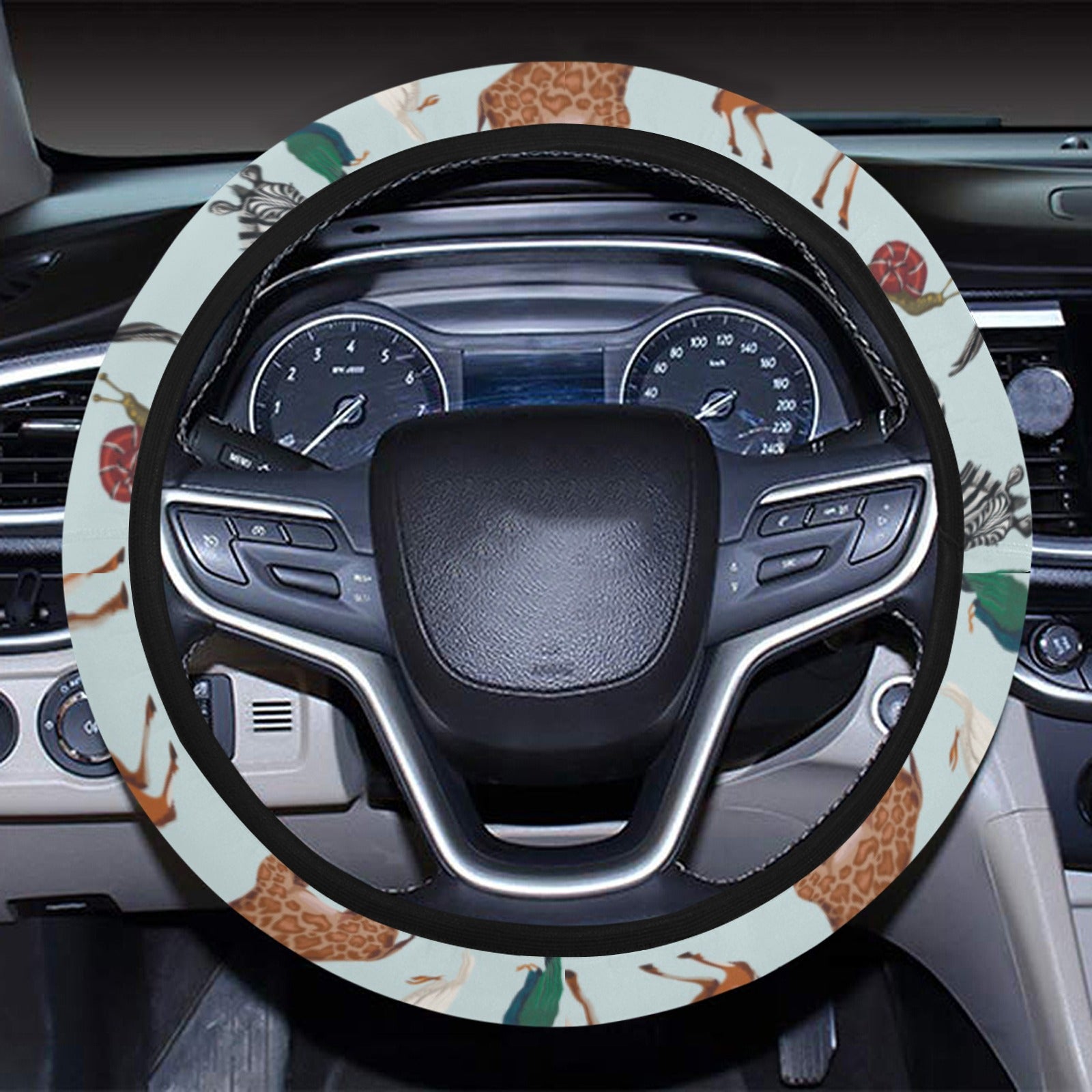 Safari Animal Print Design Lks306 Steering Wheel Cover With Elastic Edge