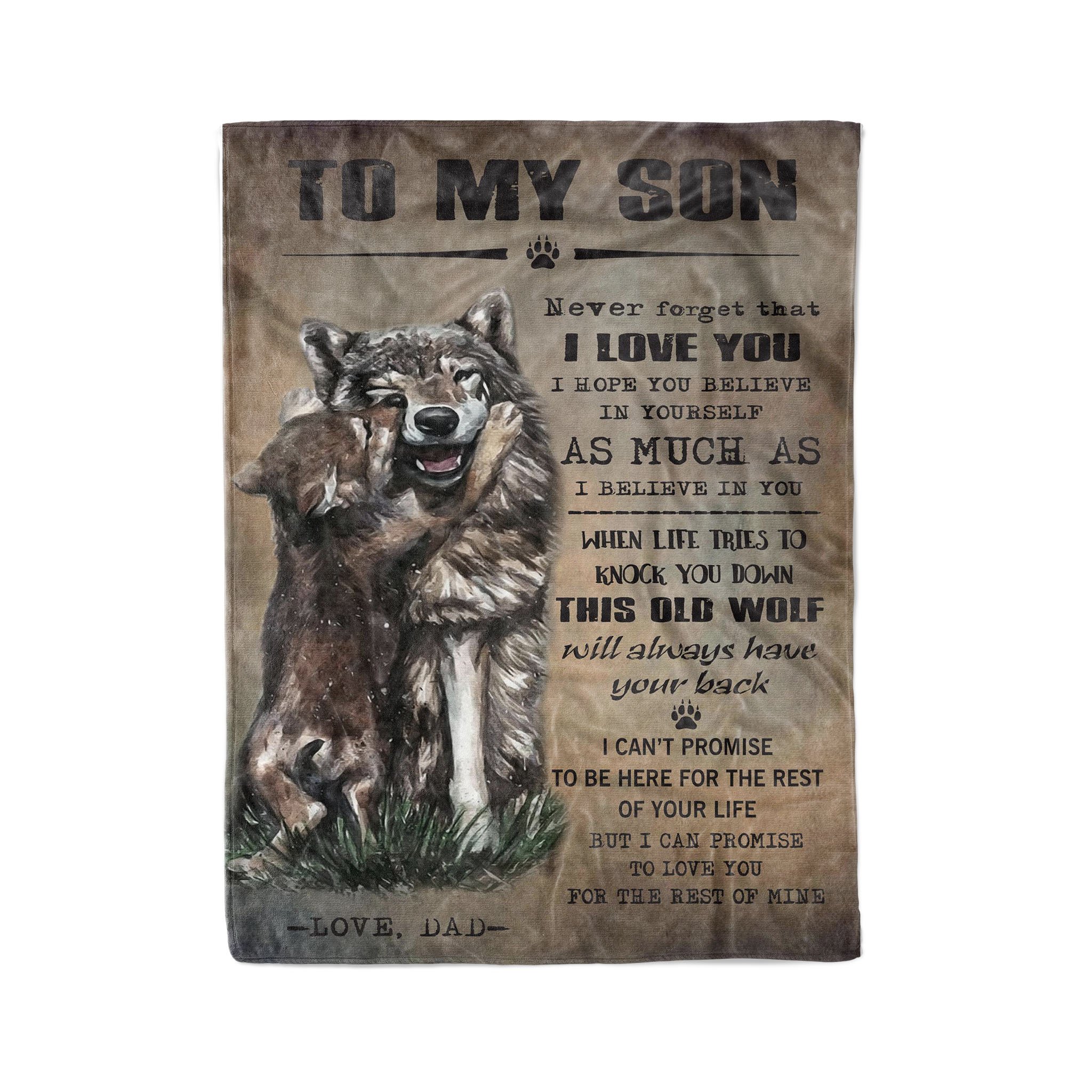 Fleece Wolf Blanket To My Son I Love You Corethermax