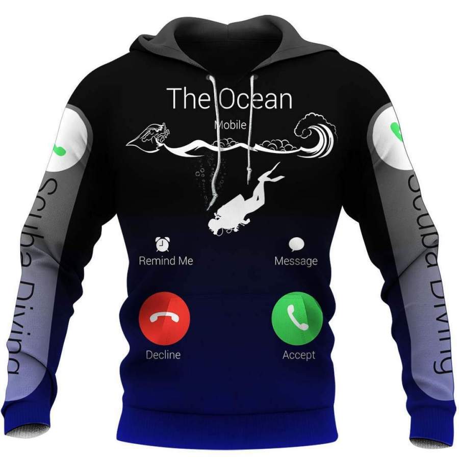 SCUBA DIVING THE OCEAN IS CALLING 3D ALL OVER PRINTED SHIRTS MP833