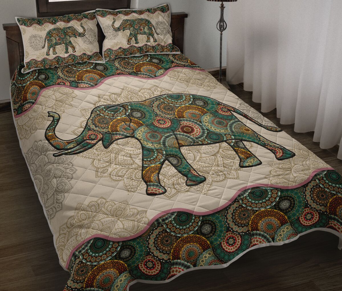 13CNVELP – Elephant Vintage Mandala Quilt Bed Set